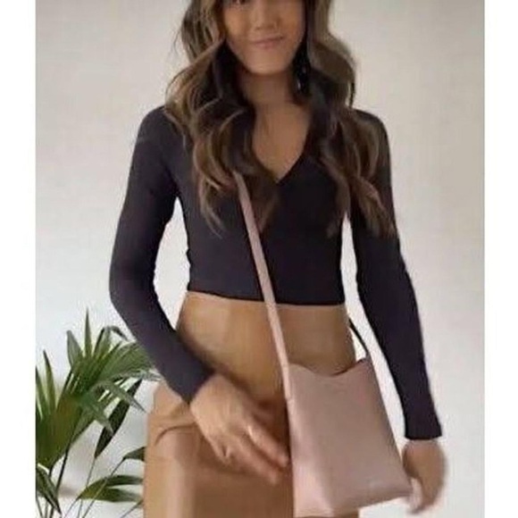 Samara Anthropologie Women's Medium Peony Pink Leather Crossbody - Picture 2 of 12